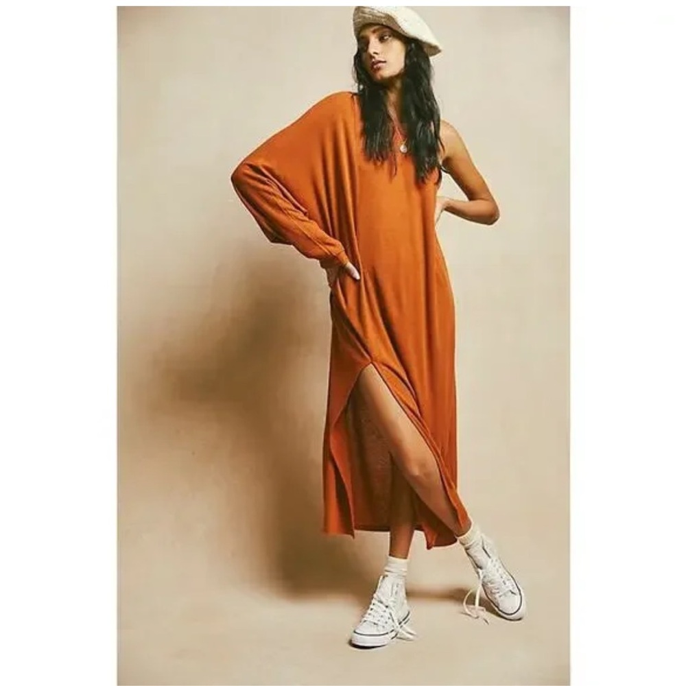 Free People Orange Midi Dress